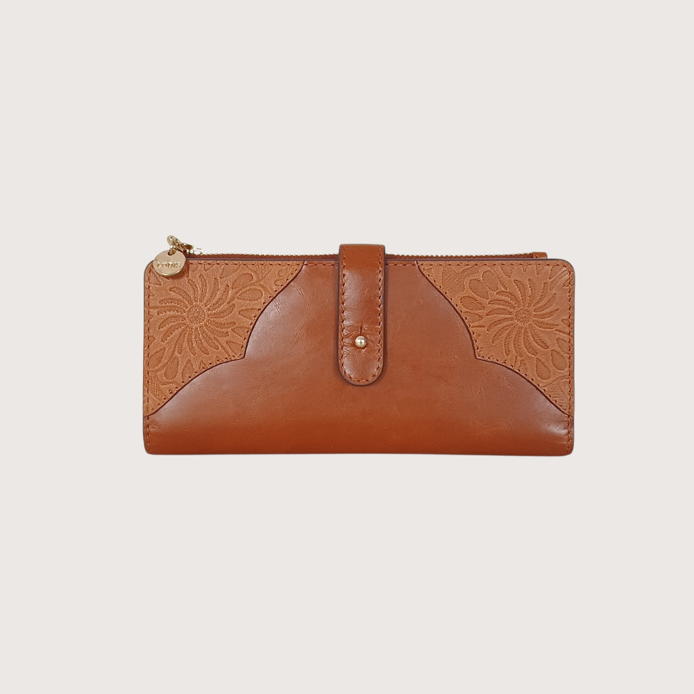 Floral Tooled Slim Wallet